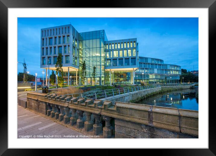 Rochdale Council office dusk Framed Mounted Print by Giles Rocholl