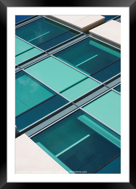 Abstract glass and stone building Framed Mounted Print by Giles Rocholl