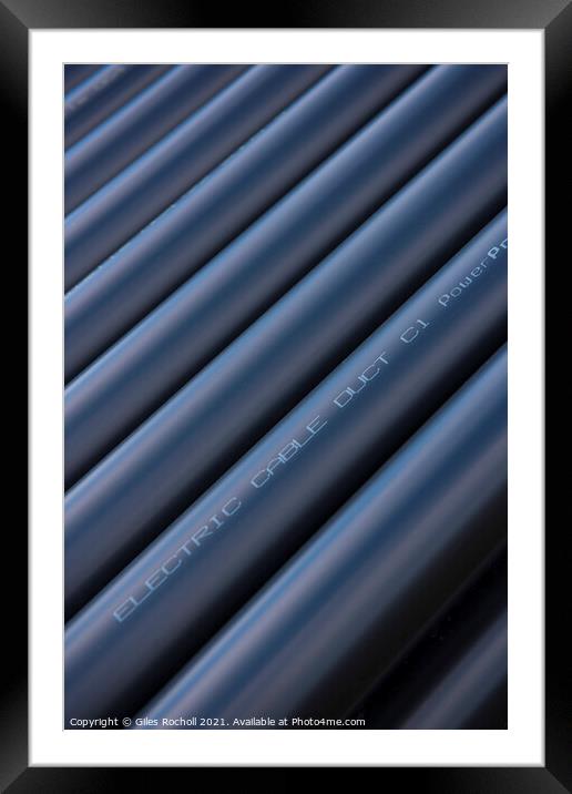 Abstract black plastic tubes Framed Mounted Print by Giles Rocholl