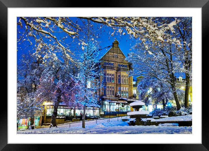 Bettys Harrogate Snow Framed Mounted Print by Giles Rocholl