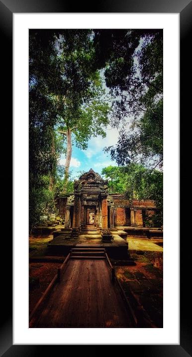 Entrance of the Ta Prohm temple in Angkor Wat, Cambodia Framed Mounted Print by Arnaud Jacobs
