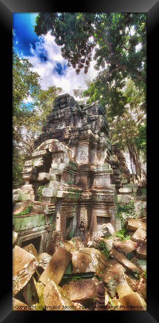 Ancient ruins at the Bayon Temple, Angkor Wat Framed Print by Arnaud Jacobs