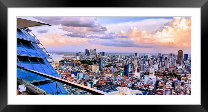 The Phnom Penh skyline at dusk... Framed Mounted Print by Arnaud Jacobs