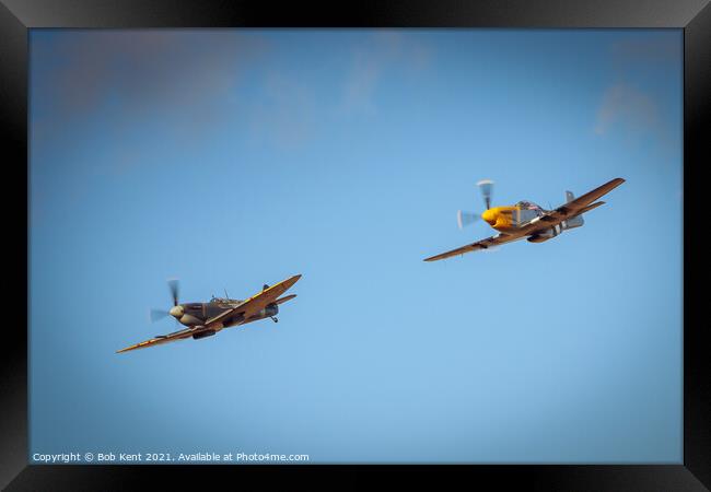 Spitfire and P-51 Mustang Framed Print by Bob Kent