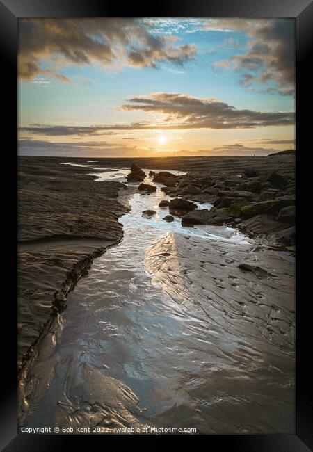 Barmouth Beach Sunset Framed Print by Bob Kent