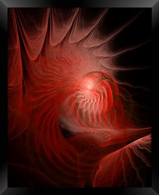 Red Jellyfish Abstract Art Framed Print by Maria Forrester