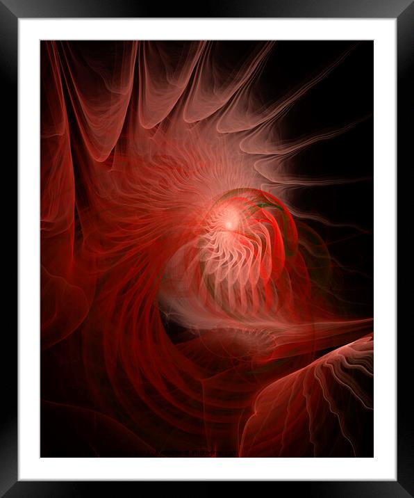 Red Jellyfish Abstract Art Framed Mounted Print by Maria Forrester