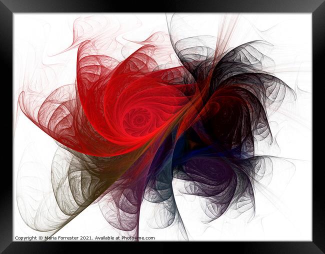 Red Spiral Fusion Fractal Art Framed Print by Maria Forrester