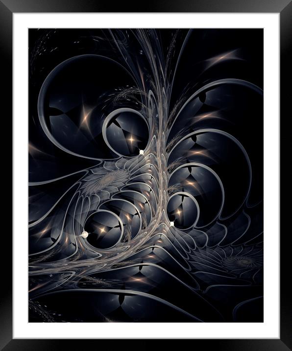 Silver Optics Fractal Abstract Art Framed Mounted Print by Maria Forrester