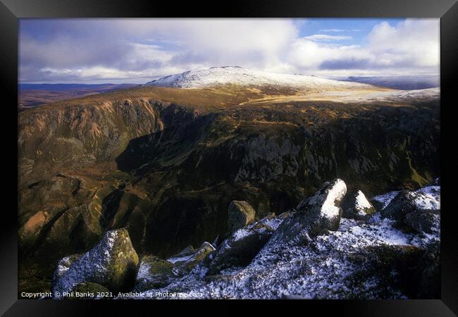 Cairngorm Mountains - Bynack More in early winter Framed Print by Phil Banks
