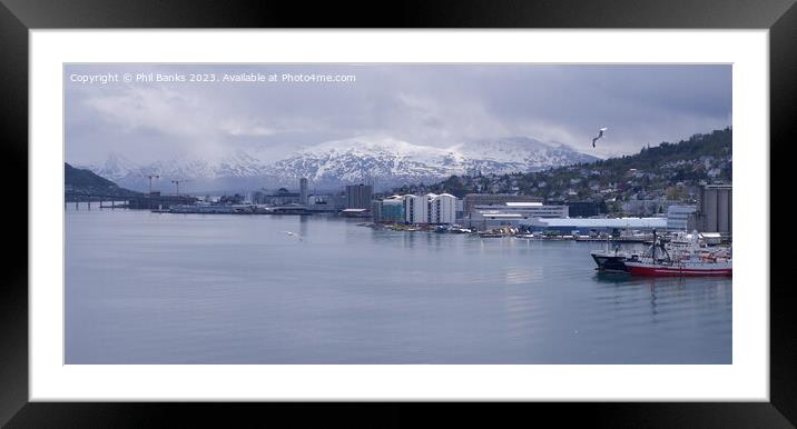 Tromso in Northern Norway on a bright day in early June Framed Mounted Print by Phil Banks