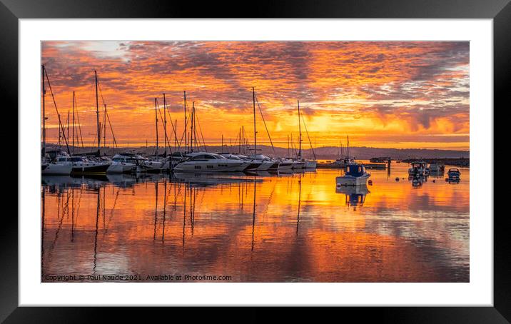 Brixham Harbour summer sunset - Devon Framed Mounted Print by Paul Naude