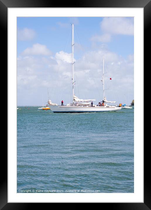 Donald Searle yacht leaving Cowes harbour Framed Mounted Print by Elaine Hayward