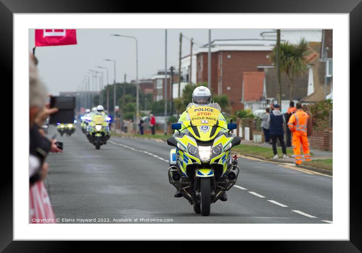 Police on motorbikes Framed Mounted Print by Elaine Hayward