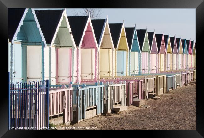 West Mersea beach huts Framed Print by Elaine Hayward