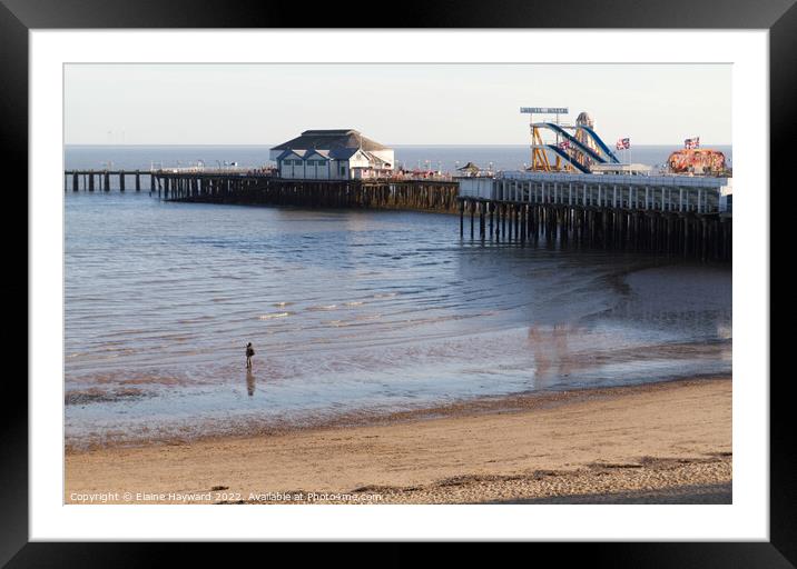 Clacton-on-Sea beach and pier Framed Mounted Print by Elaine Hayward