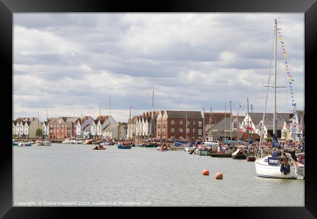 Wivenhoe in Essex on regatta day Framed Print by Elaine Hayward