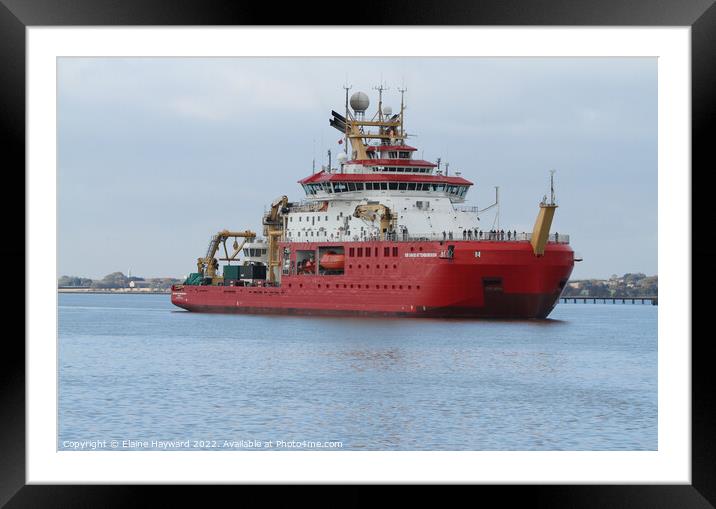 RRS Sir David Attenborough leaves Harwich  Framed Mounted Print by Elaine Hayward