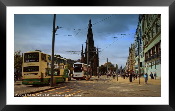 Princes Street Buses Framed Mounted Print by John Godfrey Photography