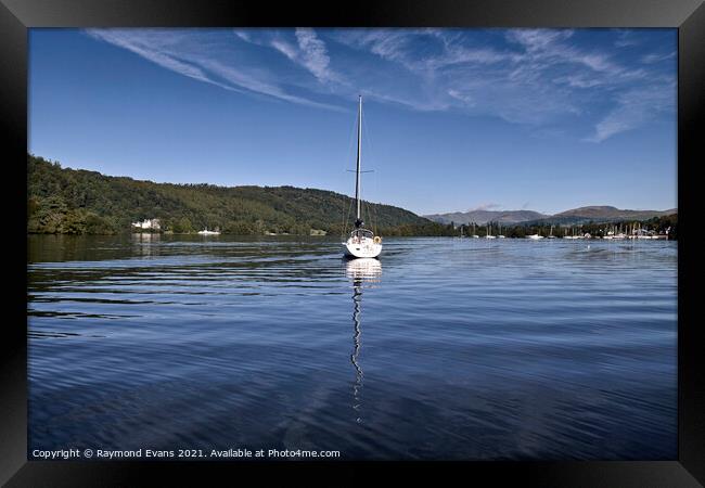 Lake Windermere sailing boat  Framed Print by Raymond Evans