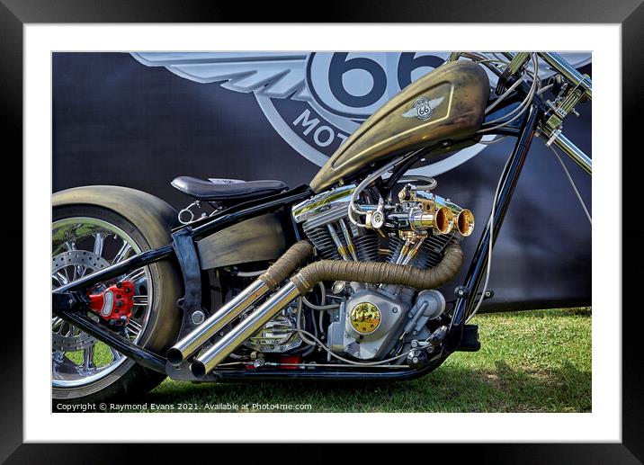 Harley Davidson Chopper Framed Mounted Print by Raymond Evans