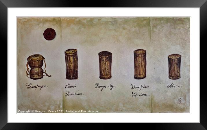 Wine corks illustration Framed Mounted Print by Raymond Evans