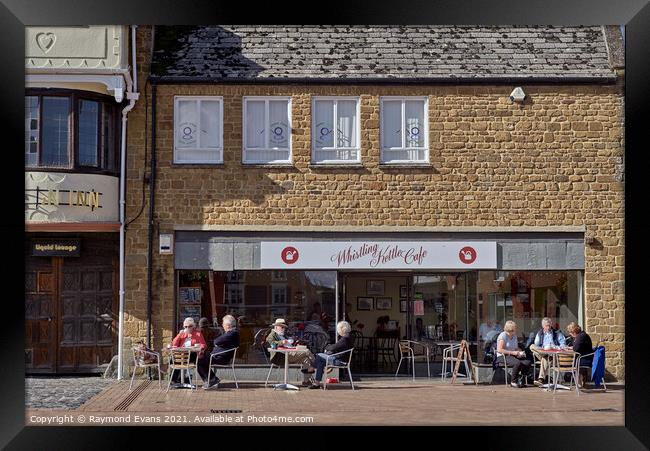 Banbury UK pavement cafe Framed Print by Raymond Evans