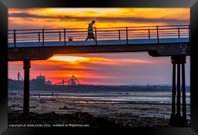 Saltburn pier at sunset  Framed Print by Dave Cocks