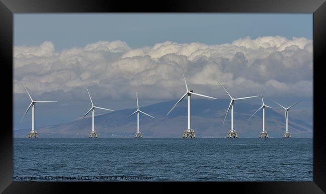 Offshore windfarm of east coast of Britain  Framed Print by Russell Finney