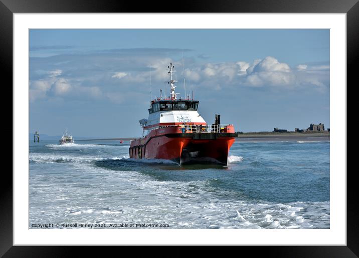 Offshore windfarm supply vessels Framed Mounted Print by Russell Finney