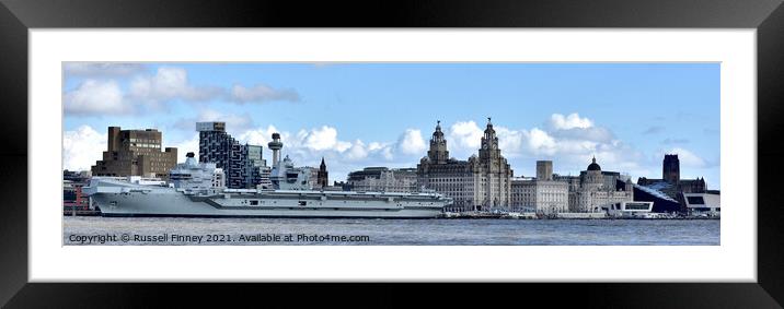 HMS Prince of Wales (R09) in Liverpool Merseyside England Framed Mounted Print by Russell Finney
