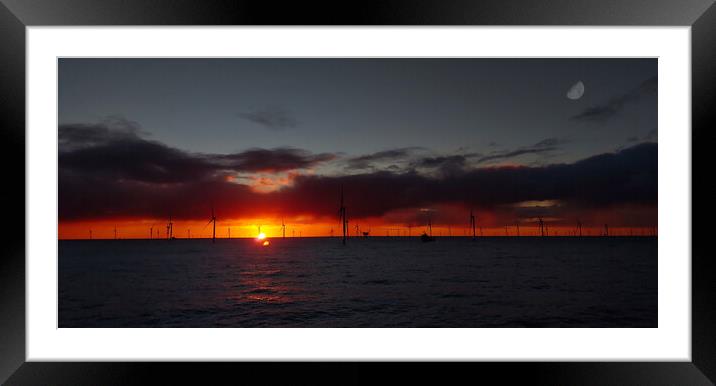 Windfarm sunset Framed Mounted Print by Russell Finney