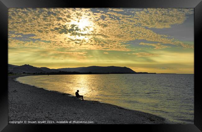 Blue Anchor Bay Sunset Framed Print by Stuart Wyatt