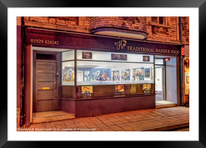 Traditional Barber Shop, Swanage, Dorset Framed Mounted Print by Stuart Wyatt