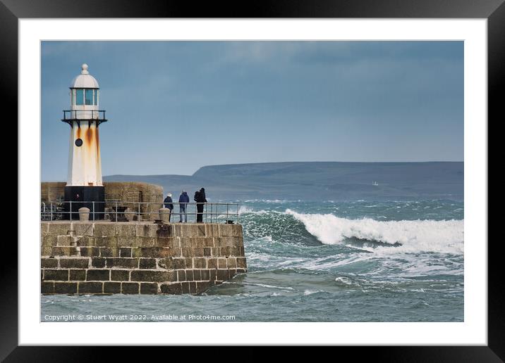 St. Ives Harbour Entrance in a Gale Framed Mounted Print by Stuart Wyatt