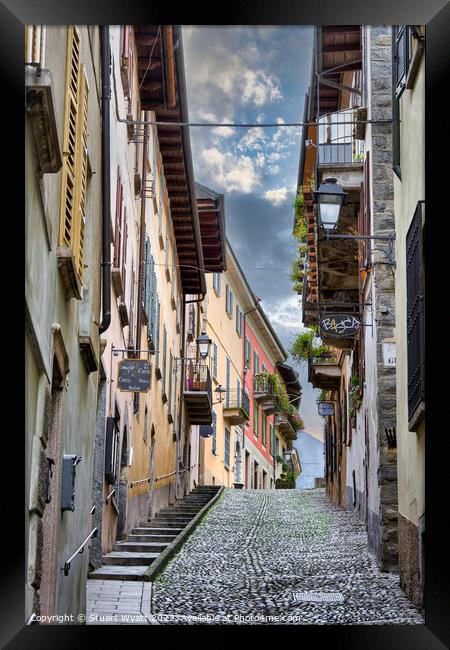 Connobio Street, Lake Maggiore, Italy Framed Print by Stuart Wyatt