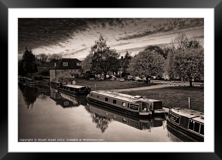 Canal Narrow Boats at Sunset Framed Mounted Print by Stuart Wyatt