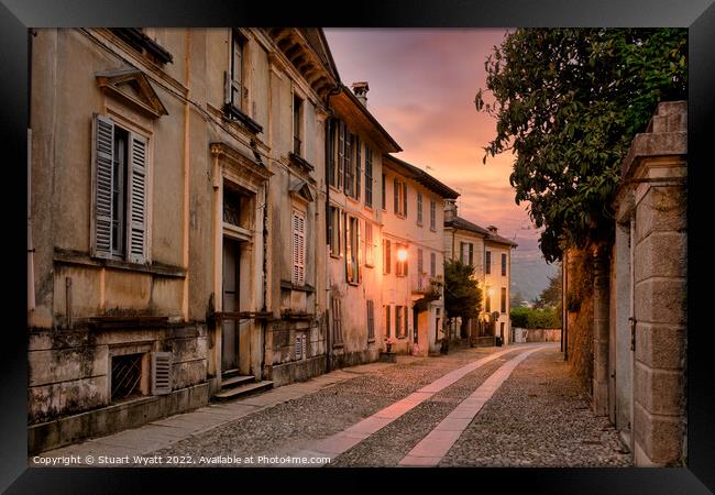 Italian Village Street at Sunset Framed Print by Stuart Wyatt