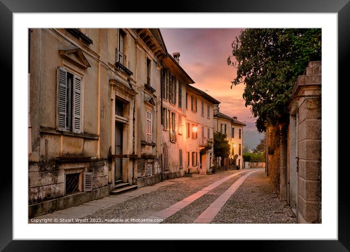 Italian Village Street at Sunset Framed Mounted Print by Stuart Wyatt