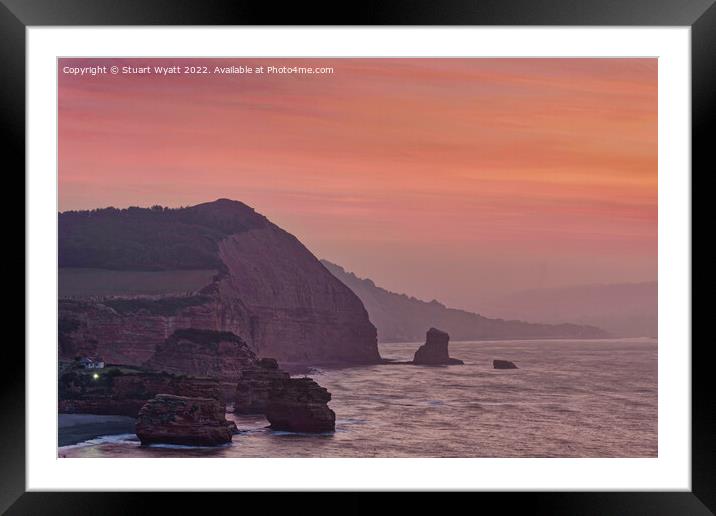 Ladram Bay: Red Devonian Sandstone Cliffs Framed Mounted Print by Stuart Wyatt