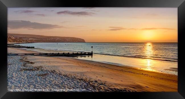 Swanage Beach Sunrise Framed Print by Stuart Wyatt
