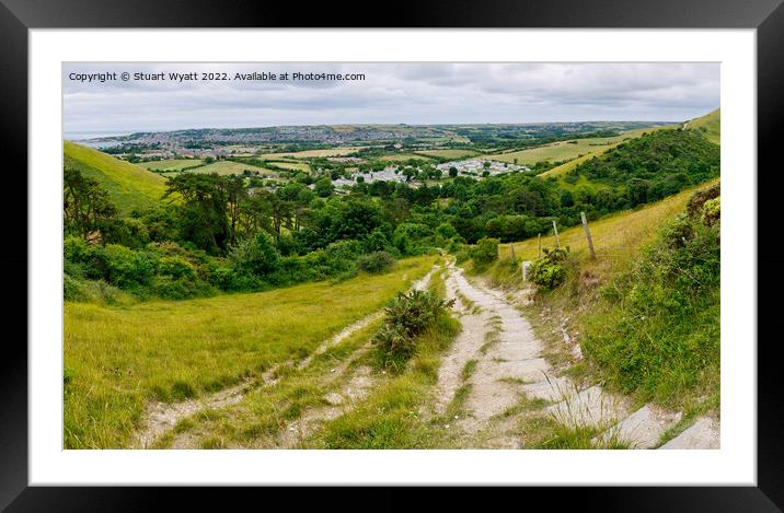 Swanage steps to the obelisk above Ulwell Framed Mounted Print by Stuart Wyatt