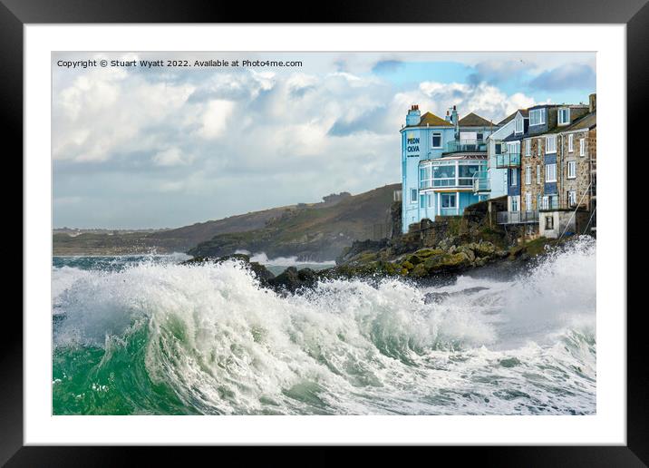 St Ives Wave Framed Mounted Print by Stuart Wyatt