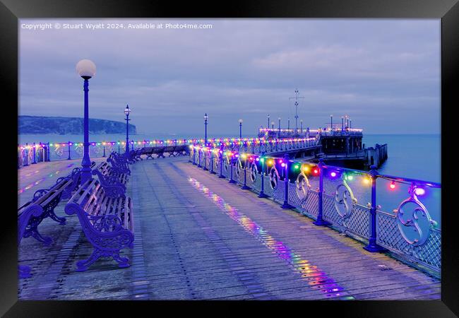 Swanage Pier Blue Hour Framed Print by Stuart Wyatt