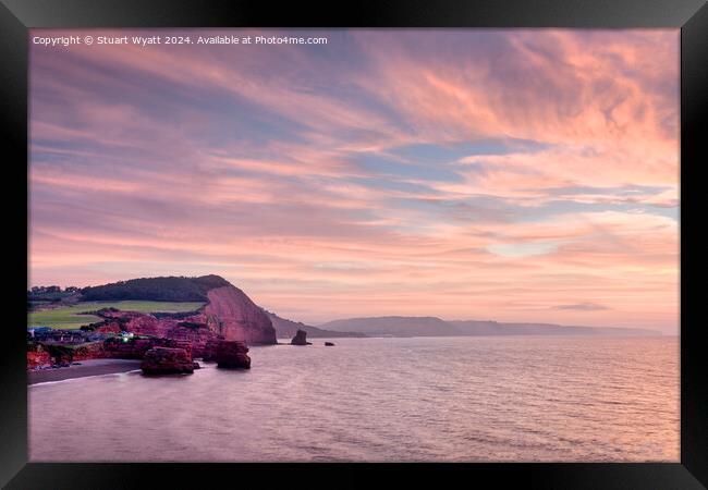 Ladram Bay Sunrise Framed Print by Stuart Wyatt