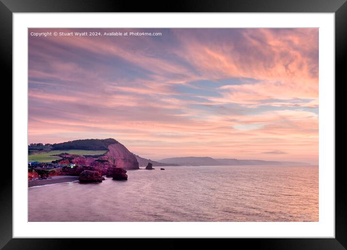 Ladram Bay Sunrise Framed Mounted Print by Stuart Wyatt