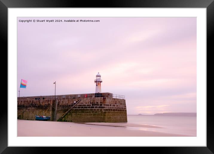 St. Ives Pier Sunrise Framed Mounted Print by Stuart Wyatt