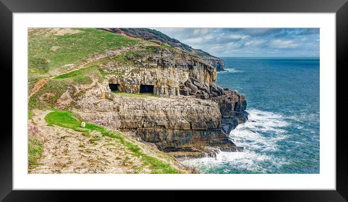 Swanage: Tilly Whim Caves Framed Mounted Print by Stuart Wyatt