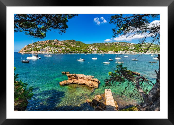 Port de Andratx, Majorca, Idyllic bay with boats Framed Mounted Print by Alex Winter