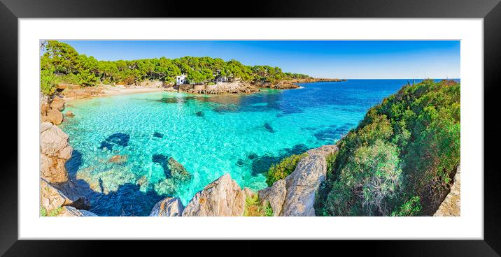 Beach scenery panorama on Majorca, Spain, Balearic Framed Mounted Print by Alex Winter